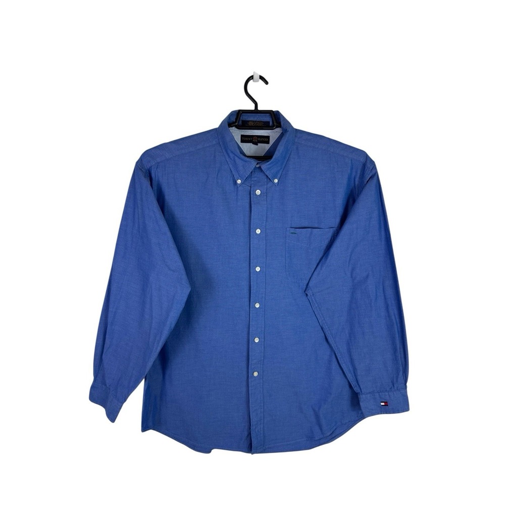 Tommy Hilfiger Golf‎ Men's XL Button Up LS Oxford Cloth Shirt Blue EUC